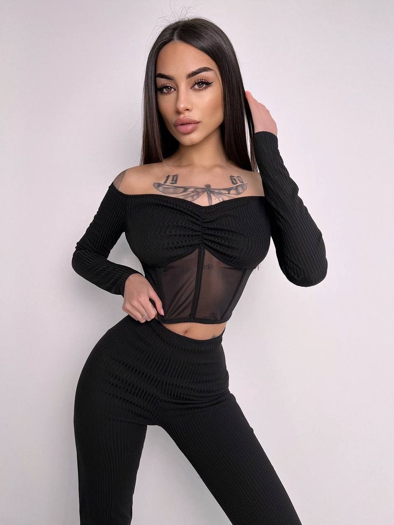 Комплект : штани кльош і топ з елементами корсету  | PUSHKA SHOP