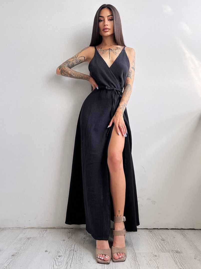 Муслиновое платье с запахом  | PUSHKA SHOP