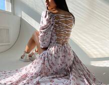 Платье миди со шнуровкой на спинке  | PUSHKA SHOP