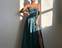 Комплект: корсет-бюстьє , декорований стразами + спідниця максі з розрізом Комплект: корсет-бюстьє , декорований стразами + спідниця максі з розрізом | PUSHKA SHOP