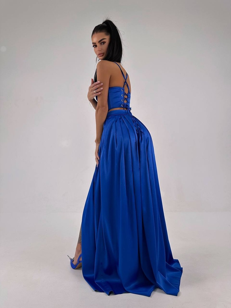 Атласний комплект: корсет + спідниця максі  | PUSHKA SHOP