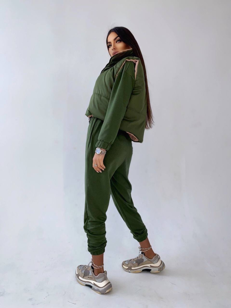 Комплект: комфортный трикотажный комбинезон   укорочённый двухсторонний жилет  Комплект: комфортный трикотажный комбинезон   укорочённый двухсторонний жилет  | PUSHKA SHOP