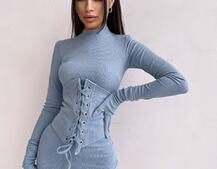 Комплект: трикотажне плаття-міні + корсет + рукавички | PUSHKA SHOP