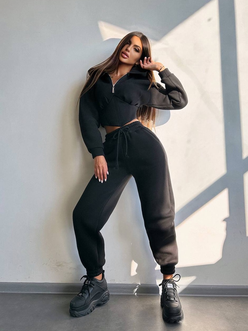 Комплект на флісі : худі з елементами корсету + штани  | PUSHKA SHOP