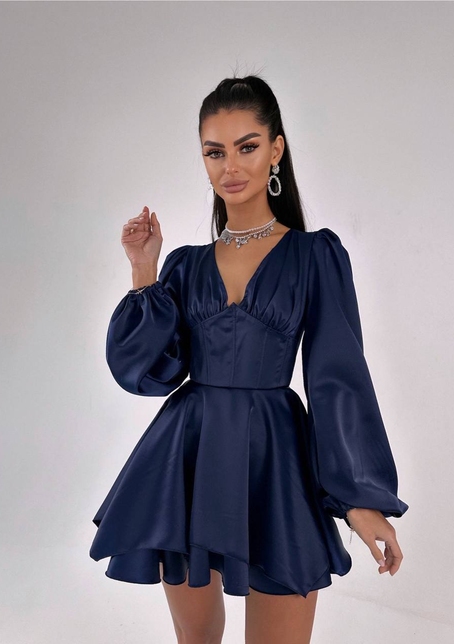 Атласна корсетна сукня  з пишною подвійною спідницею  | PUSHKA SHOP