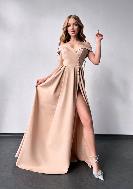 Сукня максі  з розрізом на спідниці  | PUSHKA SHOP