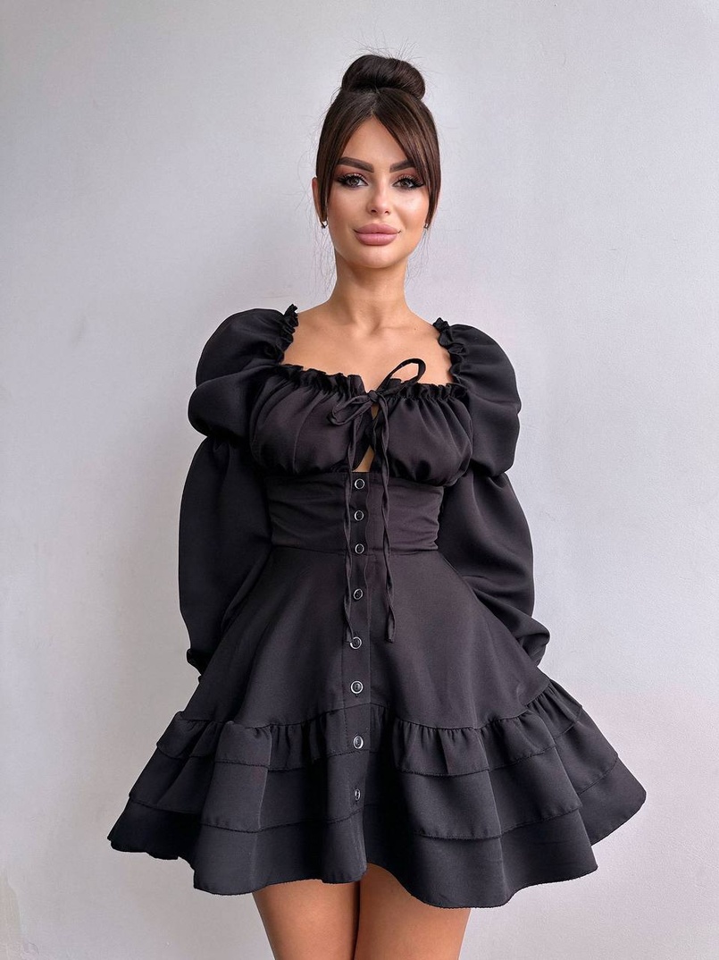 Сукня з воланами на ґудзиках  | PUSHKA SHOP