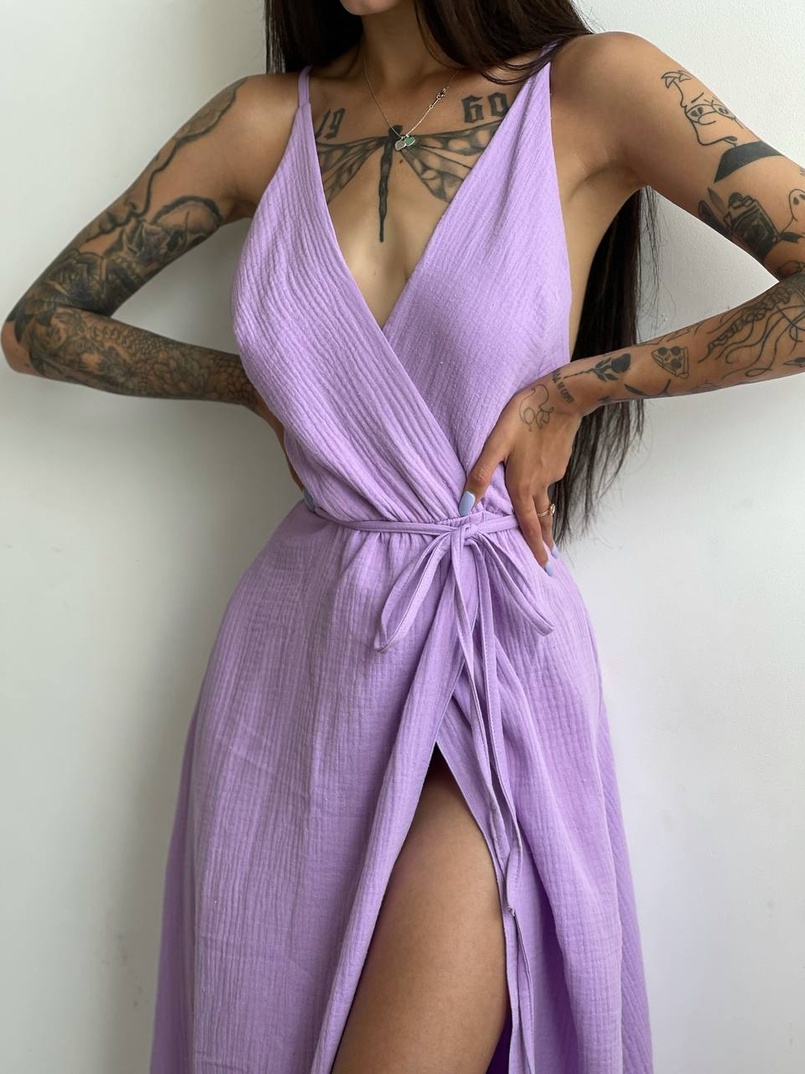 Муслиновое платье с запахом  | PUSHKA SHOP