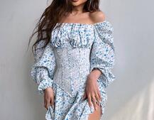 Сукня міні в квітковий принт + прозорий корсет  | PUSHKA SHOP