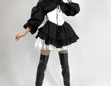 Хлопковое платье в комплекте с подьюбником и корсетом, декорированном крючками  | PUSHKA SHOP