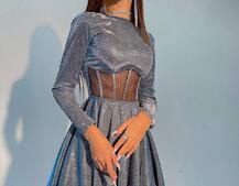 Приталена блискуча сукня з корсетною вставкою та пишною спідницею-сонцем | PUSHKA SHOP