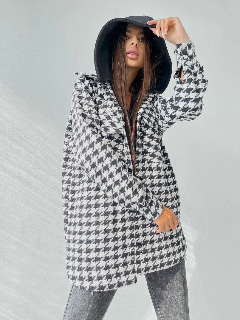 Кашемировая рубашка в клетку с капюшоном  | PUSHKA SHOP