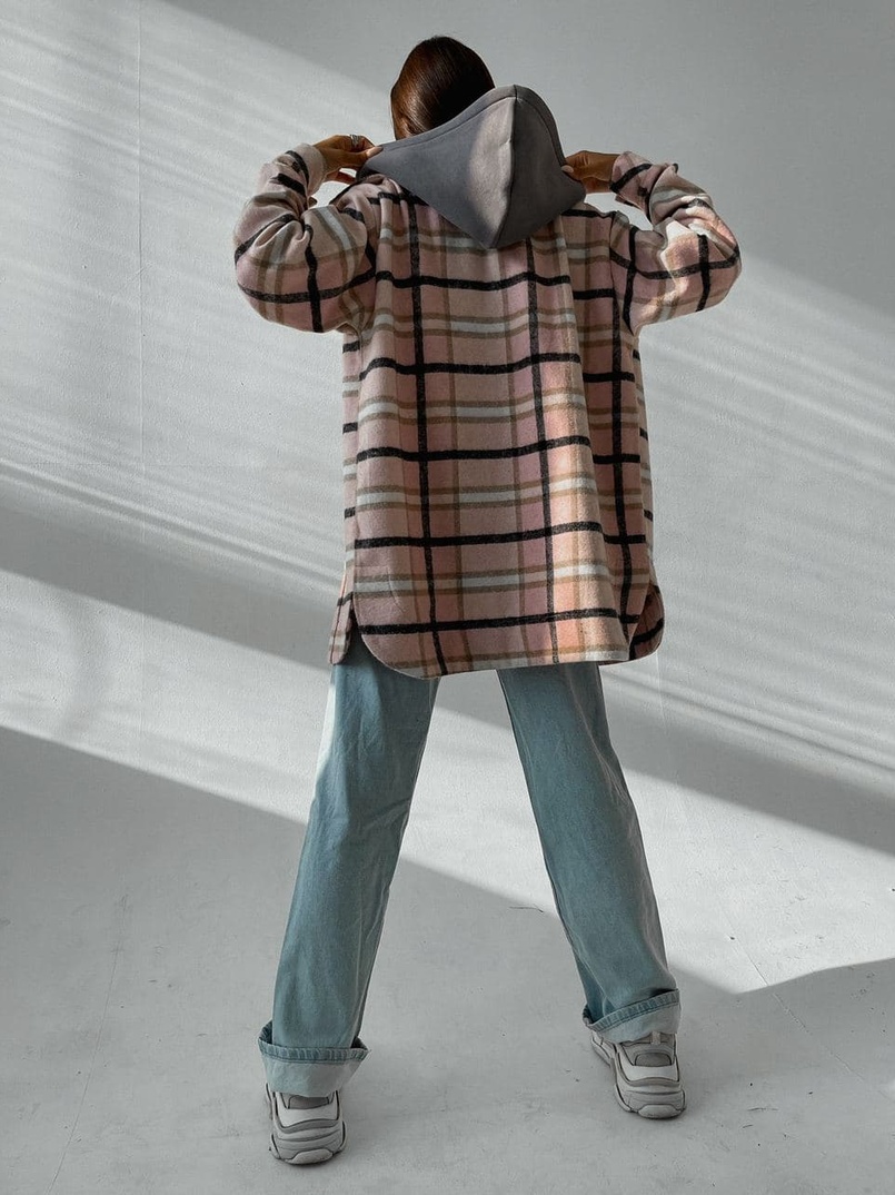 Кашемировая рубашка в клетку с капюшоном  | PUSHKA SHOP