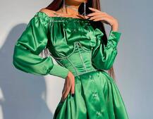 Платье-рубашка в комплекте с корсетом, декорированным стразами  Платье-рубашка в комплекте с корсетом, декорированным стразами  | PUSHKA SHOP