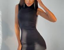 Платье мини, декорированное бахромой из страз | PUSHKA SHOP