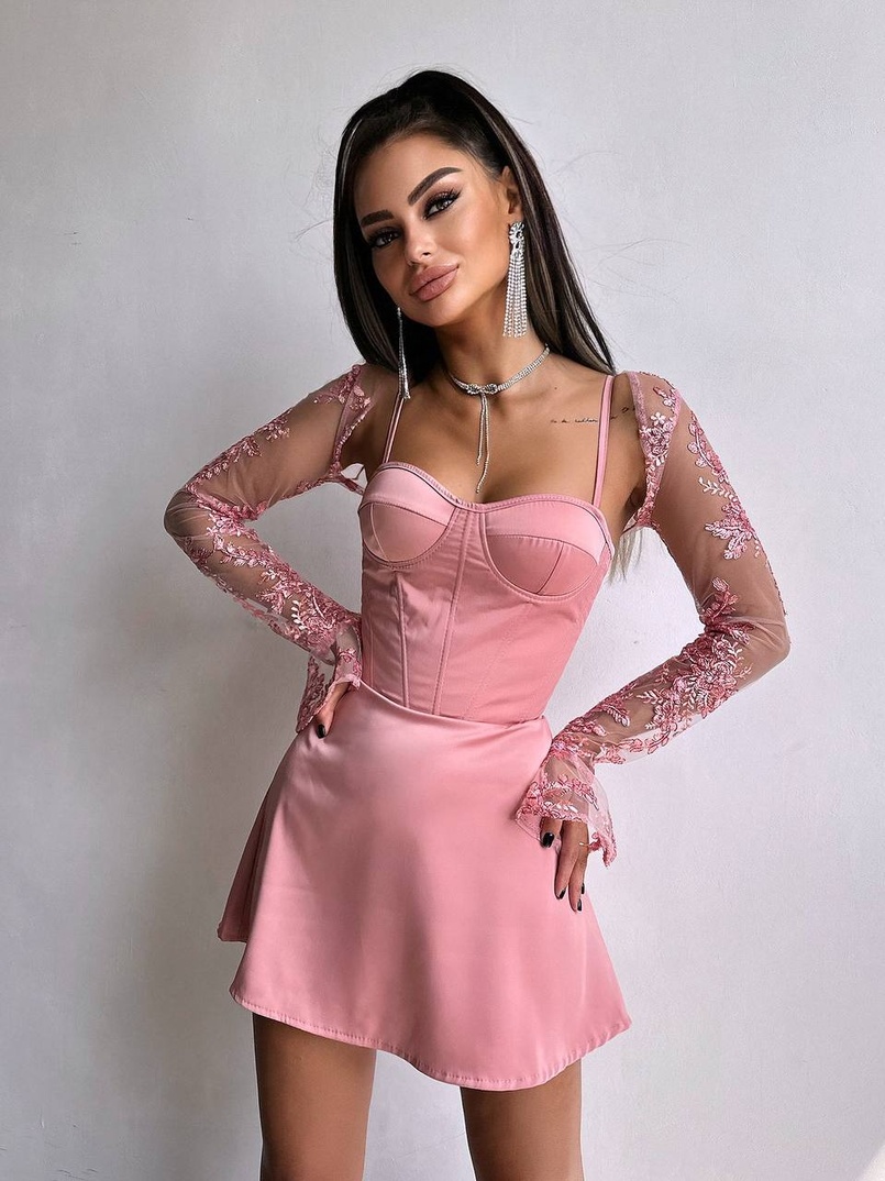 Атласна корсетна сукня-бюстьє + мереживне болеро | PUSHKA SHOP