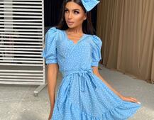 Милое платье в горошек с оборками + повязка на голову с бантом Милое платье в горошек с оборками + повязка на голову с бантом | PUSHKA SHOP