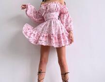 Квіткова сукня з воланами та шнуровкою по спинці Квіткова сукня з воланами та шнуровкою по спинці | PUSHKA SHOP