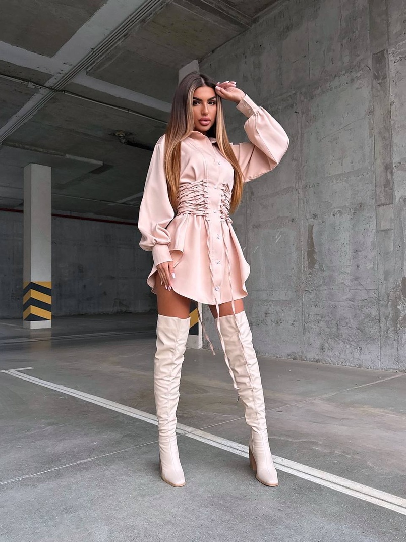 Сукня-сорочка зі шнурівкою | PUSHKA SHOP