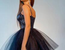 Платье с блестящим верхом и пышной фатиновой юбкой Платье с блестящим верхом и пышной фатиновой юбкой | PUSHKA SHOP