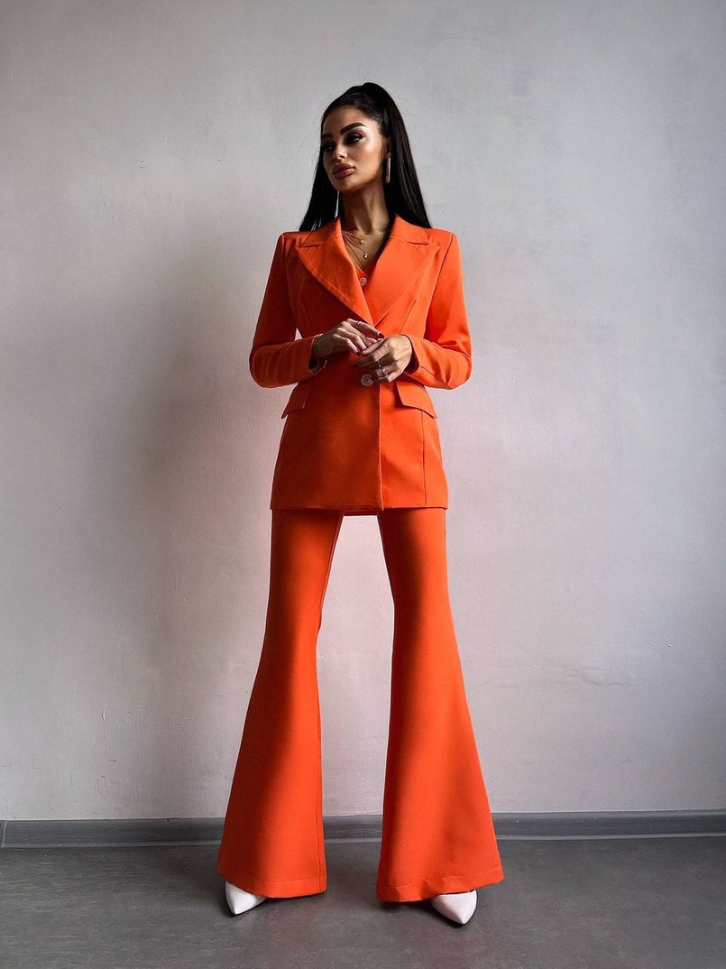 Костюм: піджак на підкладці, штани кльош+ жилет  | PUSHKA SHOP