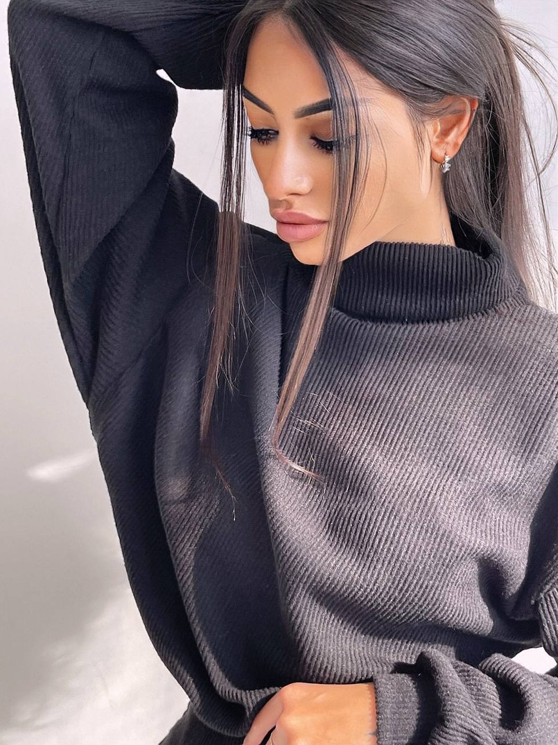 Костюм із теплого трикотажу-рубчика: светр + спідниця Костюм із теплого трикотажу-рубчика: светр + спідниця | PUSHKA SHOP