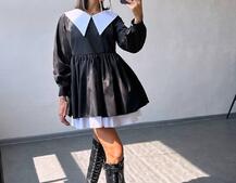 Котонова сукня з комірцем + бант  | PUSHKA SHOP