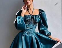 Сукня з корсетом, декорованим бахромою зі страз Ручна робота  | PUSHKA SHOP