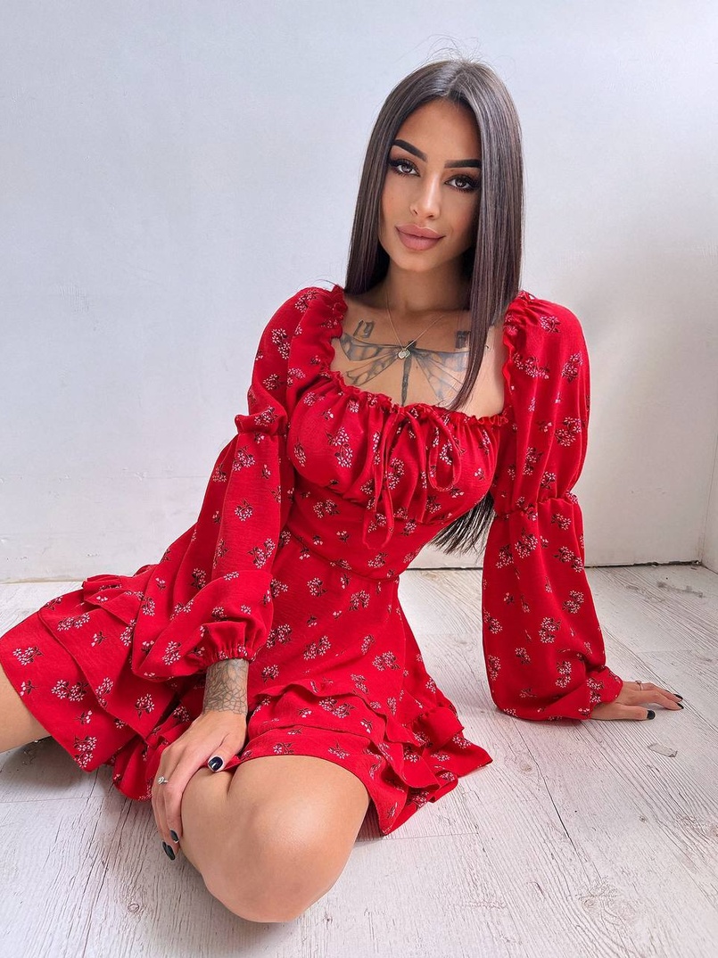 Квіткова сукня з воланами та шнуровкою по спинці Квіткова сукня з воланами та шнуровкою по спинці | PUSHKA SHOP