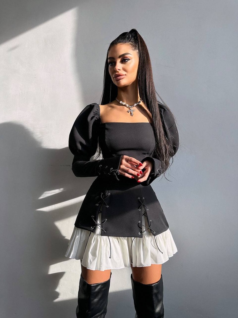 Сукня з об'ємними рукавами + спідниця з воланами Сукня з об'ємними рукавами + спідниця з воланами | PUSHKA SHOP