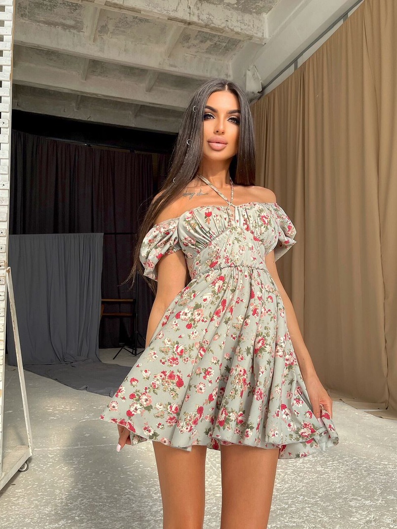 Летнее цветочное платье с завязками на груди  Летнее цветочное платье с завязками на груди  | PUSHKA SHOP