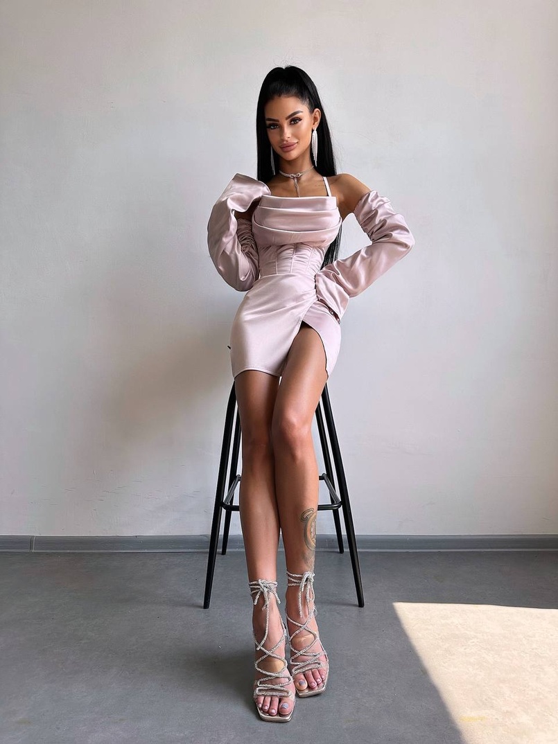 Комплект: корсет з рукавами    + спідниця міні з драпіруванням   | PUSHKA SHOP