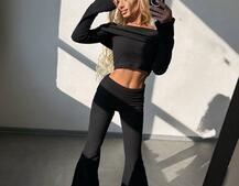 Трикотажний комплект: топ із хомутом + штани кльош | PUSHKA SHOP