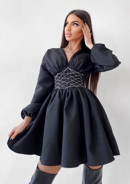 Платье с корсетной вставкой и пышной юбкой   | PUSHKA SHOP