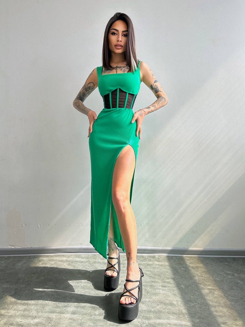 Сукня-міді  з елементами корсету   | PUSHKA SHOP