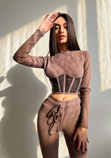 Трикотажний комплект: корсетний топ + легінси | PUSHKA SHOP