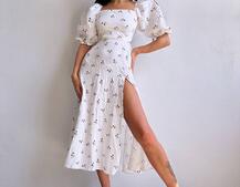 Сукня -міді зі шнурівкою на спинці та розрізом на ніжці з принтом Сукня -міді зі шнурівкою на спинці та розрізом на ніжці з принтом | PUSHKA SHOP