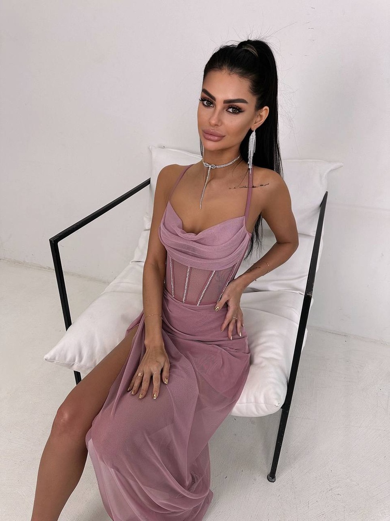 Комплект: корсет декорований стразами + спідниця максі  | PUSHKA SHOP