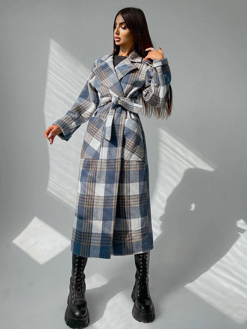 Кашемировое пальто в клетку на подкладке | PUSHKA SHOP