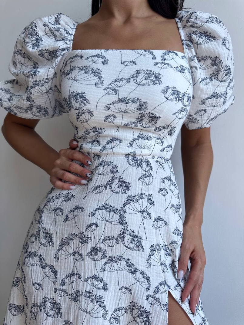 Сукня -міді зі шнурівкою на спинці та розрізом на ніжці з принтом Сукня -міді зі шнурівкою на спинці та розрізом на ніжці з принтом | PUSHKA SHOP