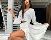 Шелковый комплект: укорочённая рубашка + юбка с запахом   | PUSHKA SHOP