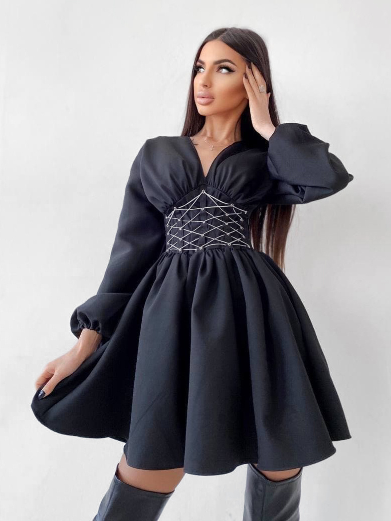 Платье с корсетной вставкой и пышной юбкой   Платье с корсетной вставкой и пышной юбкой   | PUSHKA SHOP