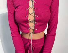 Костюм: легінси та топ з шнурівкою зі страз Костюм: легінси та топ з шнурівкою зі страз | PUSHKA SHOP