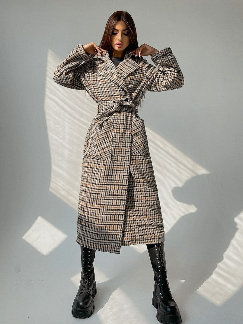 Кашемировое пальто в клетку на подкладке Кашемировое пальто в клетку на подкладке | PUSHKA SHOP