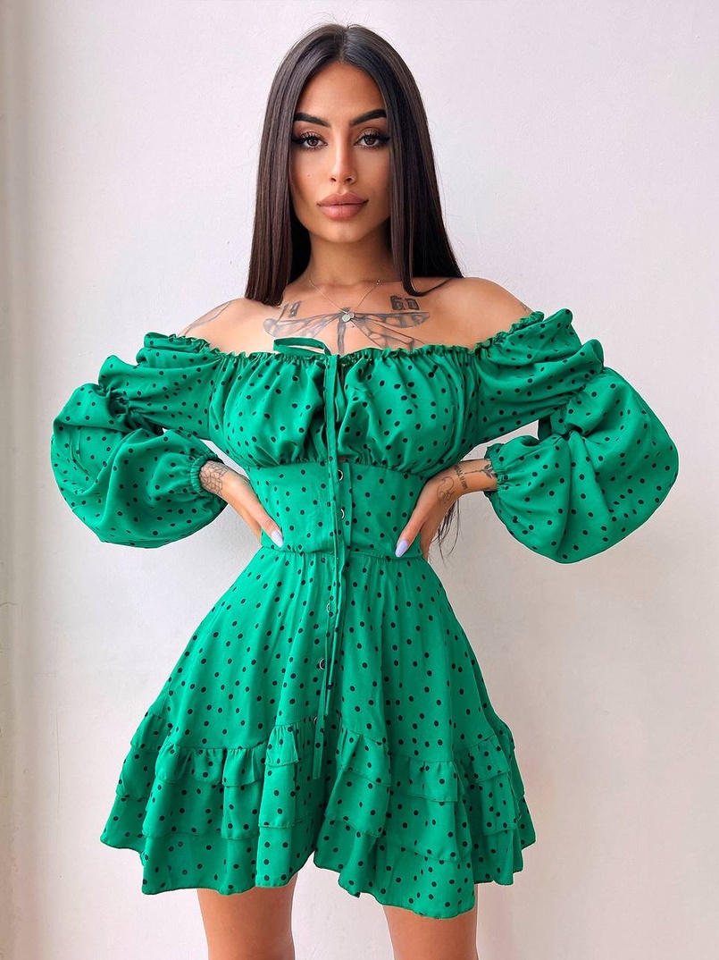 Сукня в горошок на ґудзиках з воланами Сукня в горошок на ґудзиках з воланами | PUSHKA SHOP