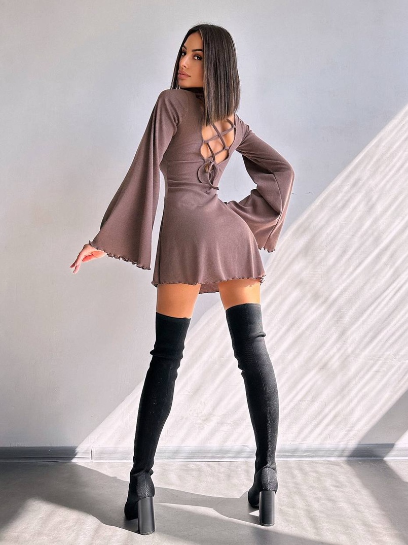 Трикотажна сукня зі шнурівкою на спинці    | PUSHKA SHOP