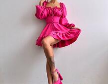 Сукня з воланами та шнурівкою  по спинці | PUSHKA SHOP