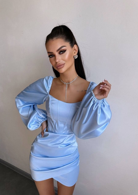 Атласний  комплект: корсет + спідниця з драпіруванням | PUSHKA SHOP