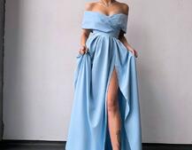 Сукня максі  з відкритими плечима та розрізом на спідниці | PUSHKA SHOP