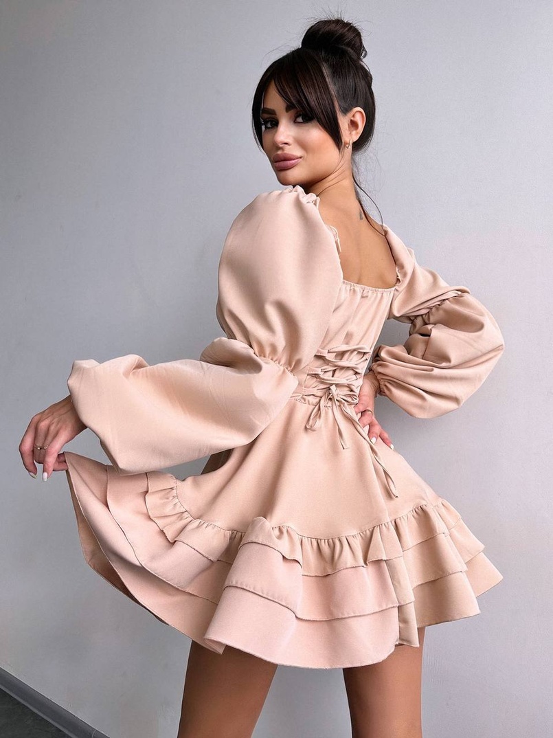 Сукня з воланами на ґудзиках  | PUSHKA SHOP